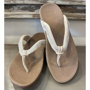 FitFlop Women's Crystal Swirl Nude Suede Sandals‎ Flip Flop Women's Size 9